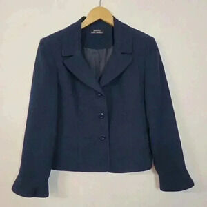 Giorgio Sant' Angelo Blue Navy Button Ruffle Sleeve‎ Women's Blazer 12P